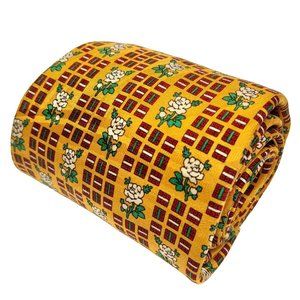 El Corte Ingles Men's Printed Silk Necktie Floral Pattern Yellow Made in Italy